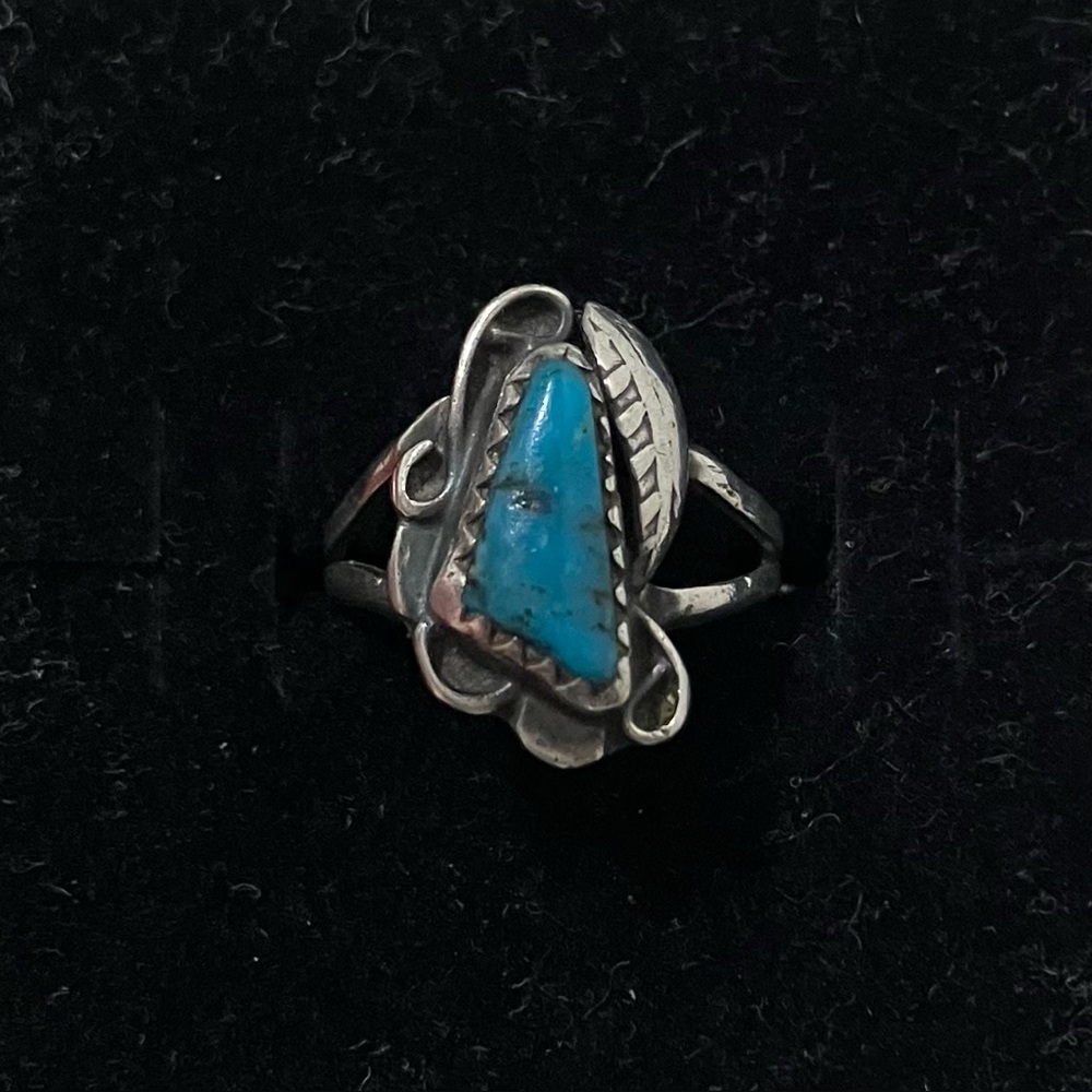 Sterling Navajo Turquoise Pinky Ring 3.5